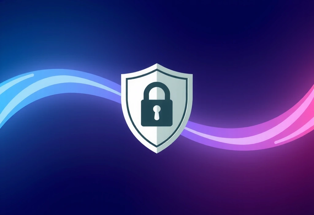 Illustration eines Schlosses und eines Schilds, die Datenschutz und Sicherheit symbolisieren