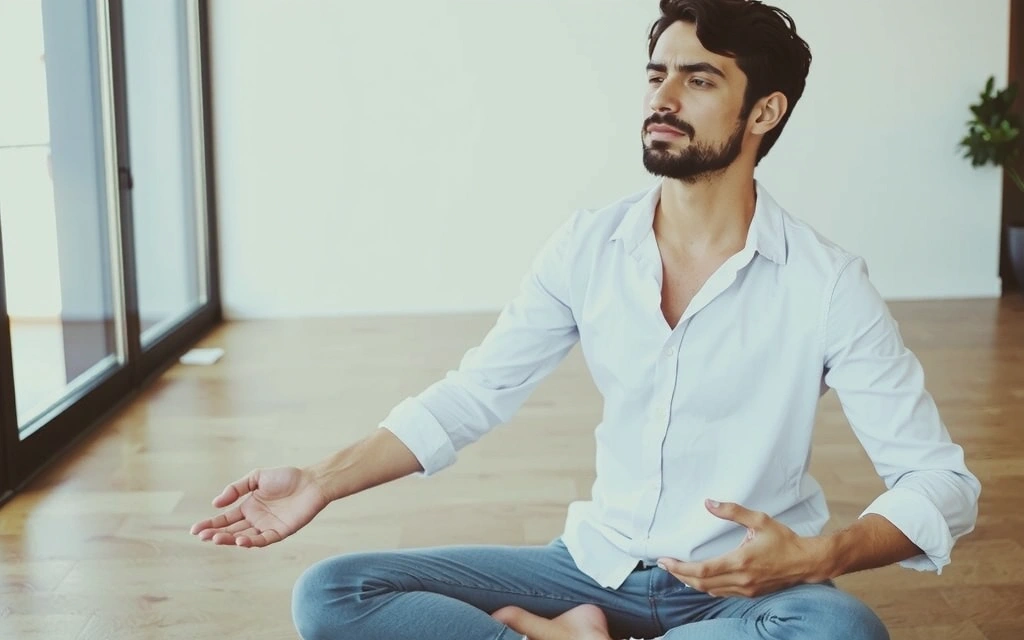 Person meditiert ruhig und entspannt